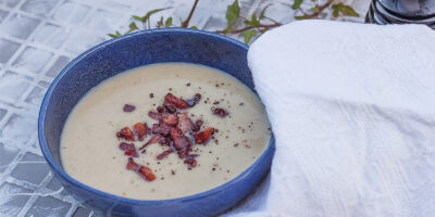 zupa krem z pieczonej pietruszki z boczkiem