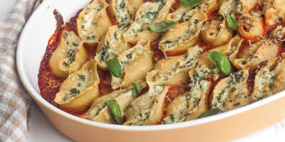 muszle faszerowane ricotta i zpinakiem