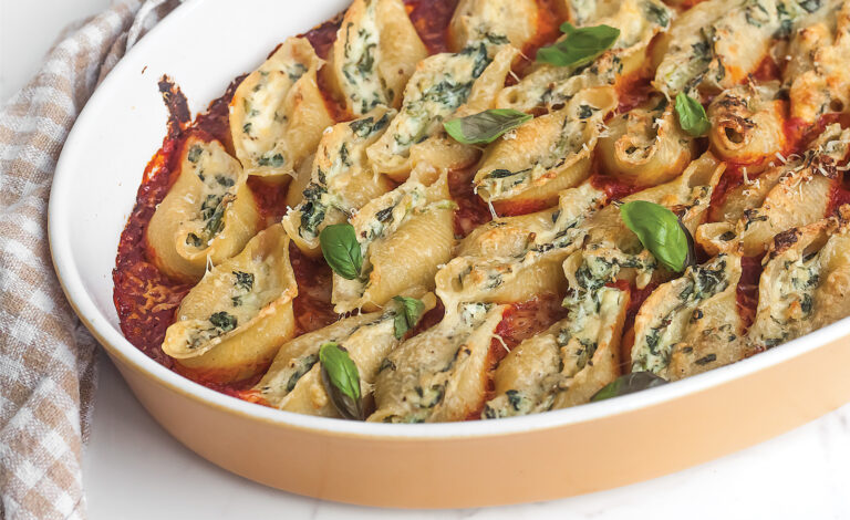 muszle faszerowane ricotta i zpinakiem