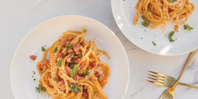 makaron z dynia pizmowa i boczkiem