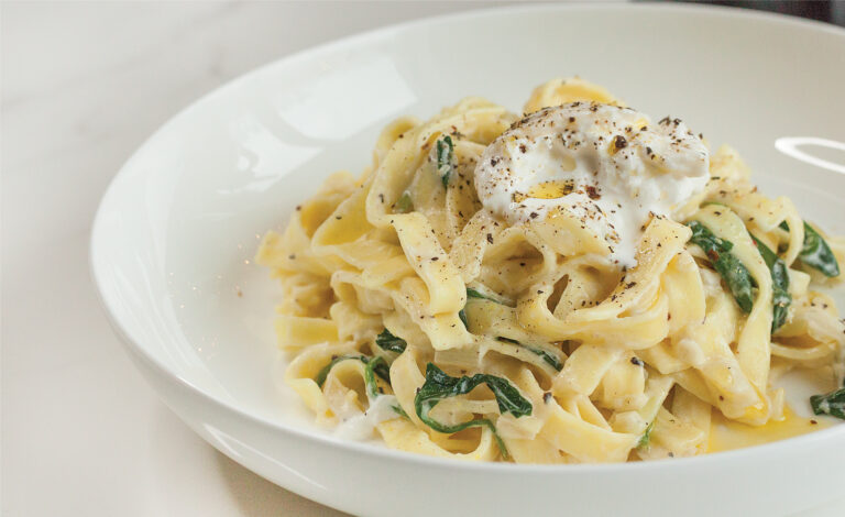 makaron cytrynowy ze szpinakiem