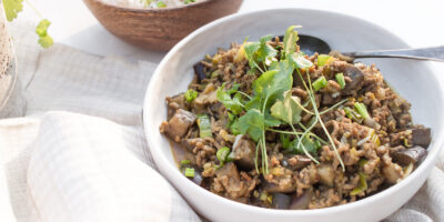 indyk mielony po azjatycku z baklazanem