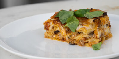 lasagne z włoskim sosem ragu i bakłażanem