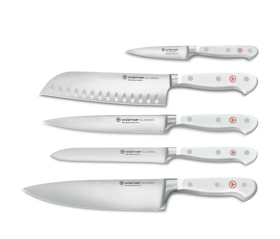 blok 5 noży białych wusthof classic