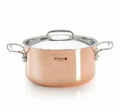 PRIMA MATERA GARNEK MIEDZIANY WYSOKI Z POKRYWKĄ DE BUYER 20cm