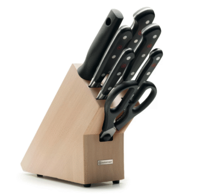 blok 7 noży jasny jesion jasne drewno wusthof