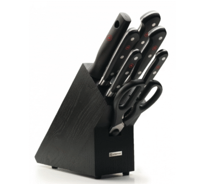 czarny drewniany blok z nożami 7 elementów wusthof